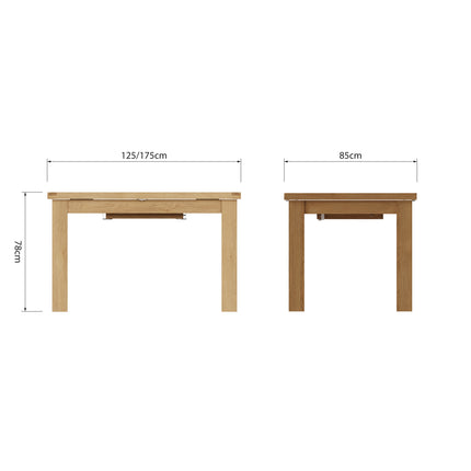 Nora Oak 1.25M Butterfly Extending Dining Table