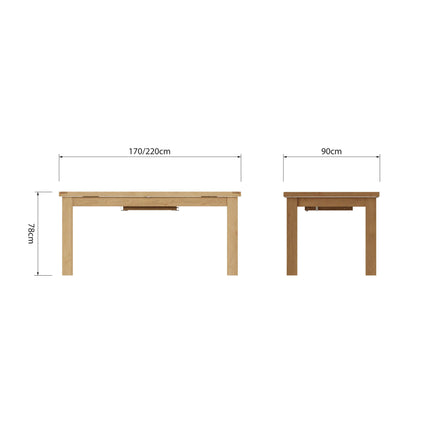 Nora Oak 1.7M Butterfly Extending Dining Table