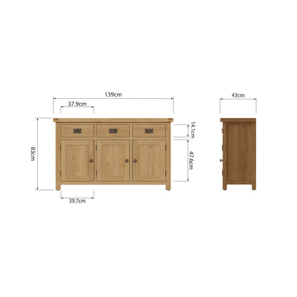 Nora Oak 3 Door Sideboard