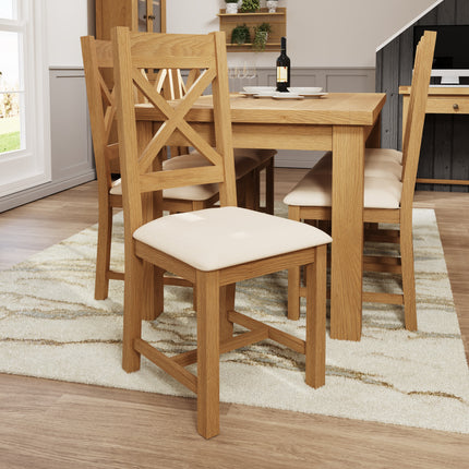 Nora Oak Cross Back Fabric Dining Chair