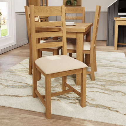 Nora Oak Ladder Back Fabric Dining Chair