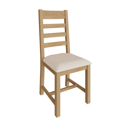 Nora Oak Ladder Back Fabric Dining Chair