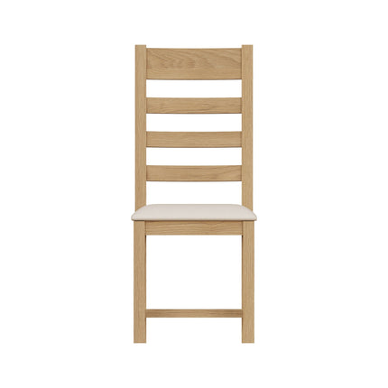 Nora Oak Ladder Back Fabric Dining Chair