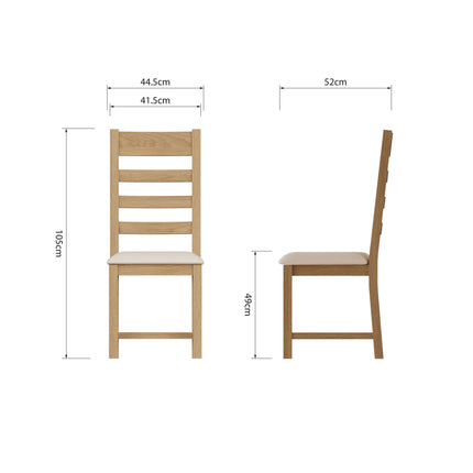 Nora Oak Ladder Back Fabric Dining Chair