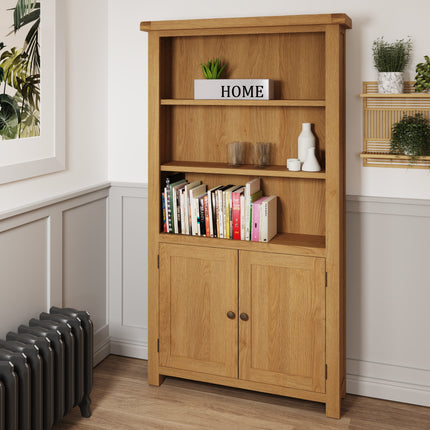 Nora Oak Large Bookcase Display Cupboard