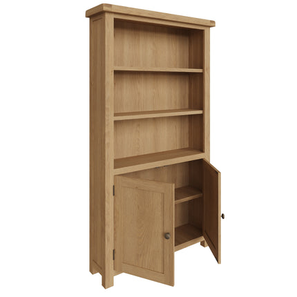 Nora Oak Large Bookcase Display Cupboard