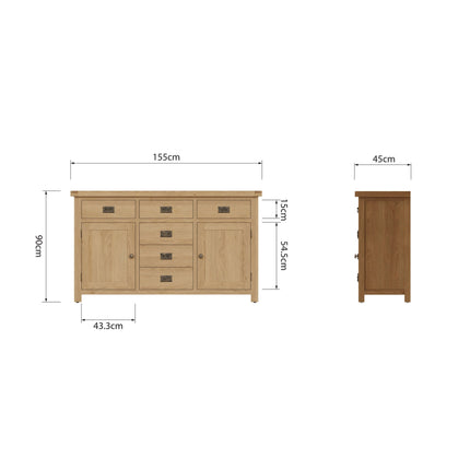 Nora Oak 2 Door 6 Drawer Sideboard