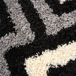 California Tides Grey Shaggy Rug, Striped Geometric 5cm Deep Pile Rug for Living Room and Bedroom, Non-Shedding