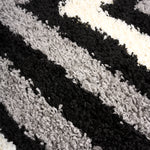 California Tides Grey Shaggy Rug, Striped Geometric 5cm Deep Pile Rug for Living Room and Bedroom, Non-Shedding
