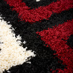 California Red Tides Shaggy Rug, Thick 5cm Deep Pile Geometric Rug for Living Room and Bedroom, Non-Shedding