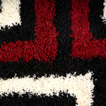California Red Tides Shaggy Rug, Thick 5cm Deep Pile Geometric Rug for Living Room and Bedroom, Non-Shedding