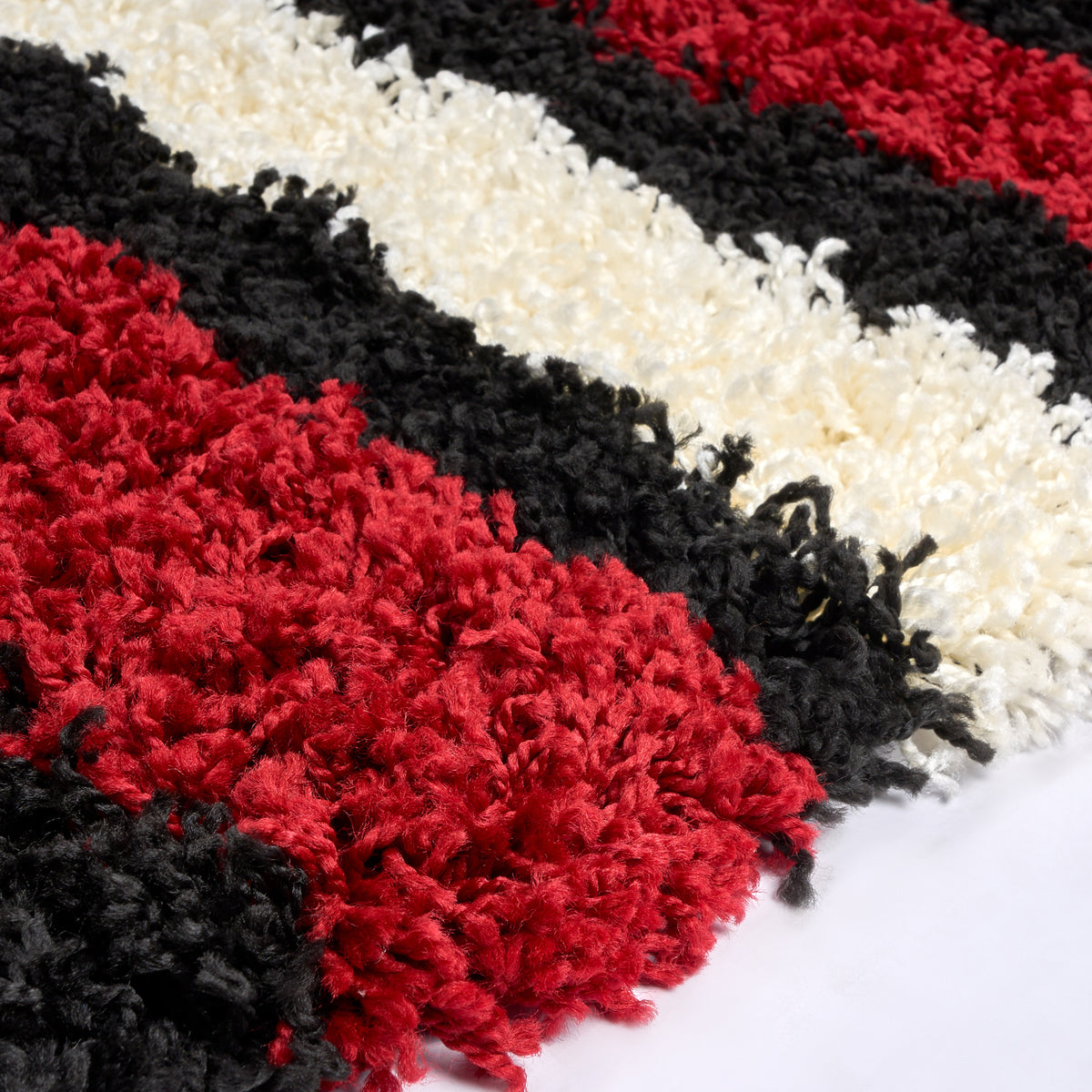 California Red Tides Shaggy Rug, Thick 5cm Deep Pile Geometric Rug for Living Room and Bedroom, Non-Shedding