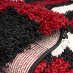 California Red Tides Shaggy Rug, Thick 5cm Deep Pile Geometric Rug for Living Room and Bedroom, Non-Shedding