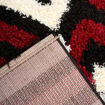 California Red Tides Shaggy Rug, Thick 5cm Deep Pile Geometric Rug for Living Room and Bedroom, Non-Shedding
