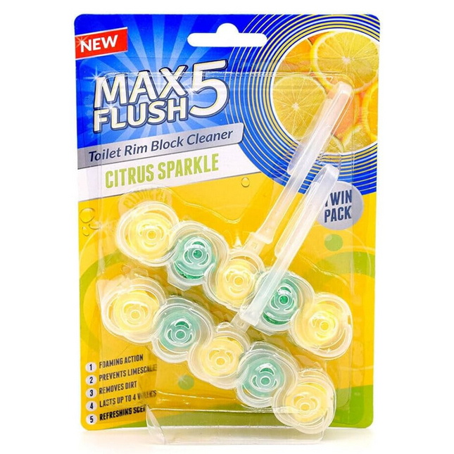 Max Flush 5 Toilet Block Citrus 2 x 45G