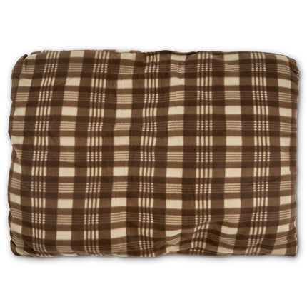 Plush Checkered Dog Bed - Brown-5414886291530-Bargainia.com