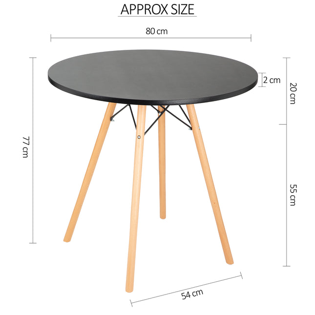 Davos Round Dining Table Black 80cm