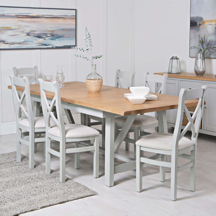 Elodie Dove Grey Oak Refectory Butterfly Extending Table - 1.8m