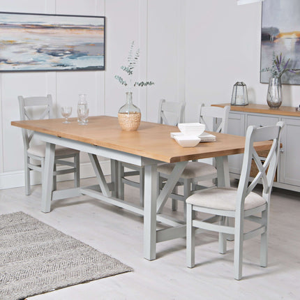 Elodie Dove Grey Oak Refectory Butterfly Extending Table - 1.8m