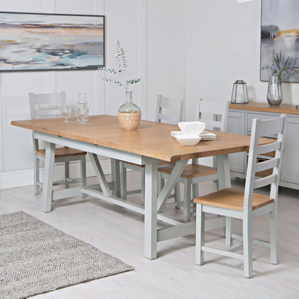 Elodie Dove Grey Oak Refectory Butterfly Extending Table - 1.8m