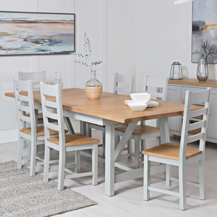 Elodie Dove Grey Oak Refectory Butterfly Extending Table - 1.8m