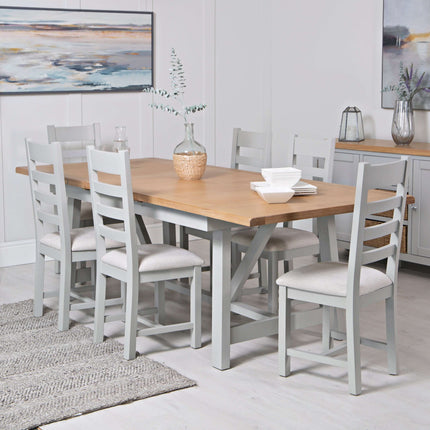 Elodie Dove Grey Oak Refectory Butterfly Extending Table - 1.8m