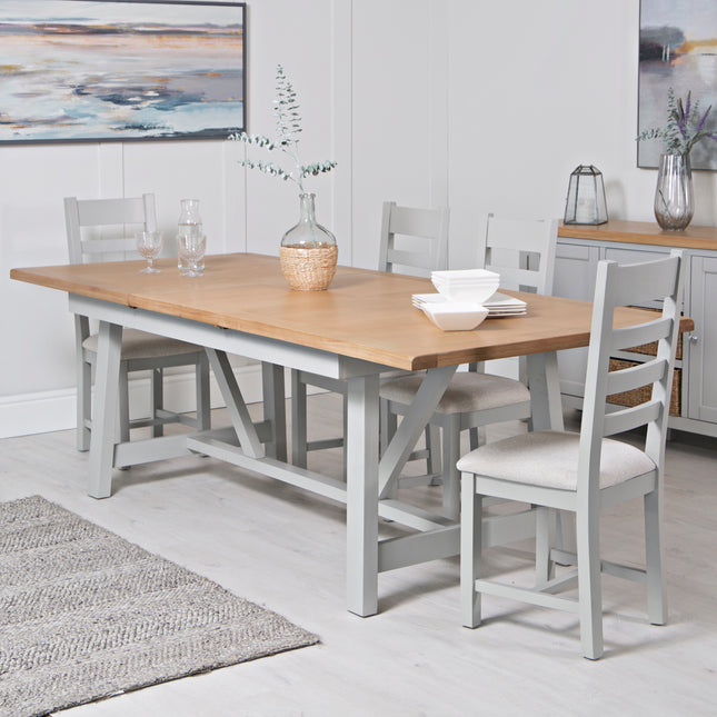 Elodie Dove Grey Oak Refectory Butterfly Extending Table - 1.8m