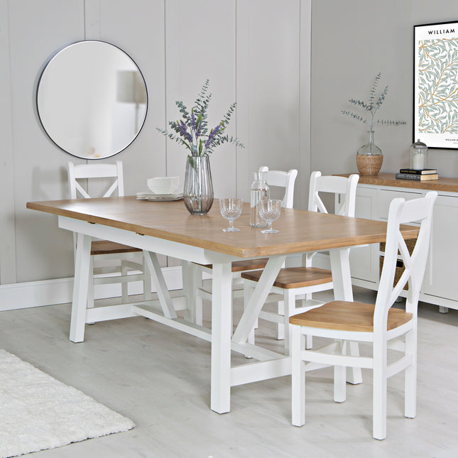 Elodie Snow White Oak Refectory Butterfly Extending Table 1.8m