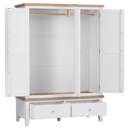 Elodie Snow White Oak Mirrored 3 Door Wardrobe