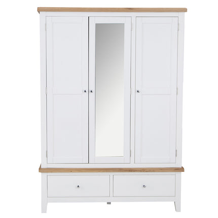 Elodie Snow White Oak Mirrored 3 Door Wardrobe