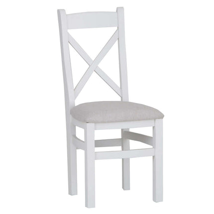 Elodie White Oak Cross Back Chair Fabric Seat