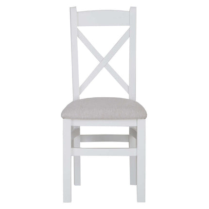 Elodie White Oak Cross Back Chair Fabric Seat