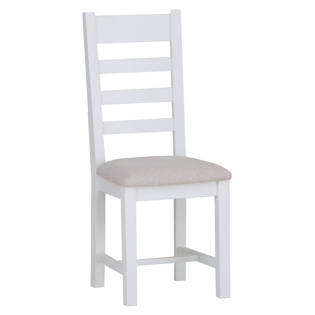 Elodie White Oak Ladder Back Chair Fabric Seat