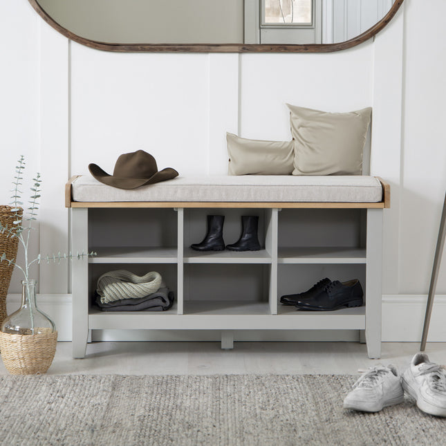 Elodie Dove Grey Oak Hall Bench