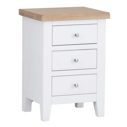 Elodie White Oak 3 Drawer Bedside Cabinet Table