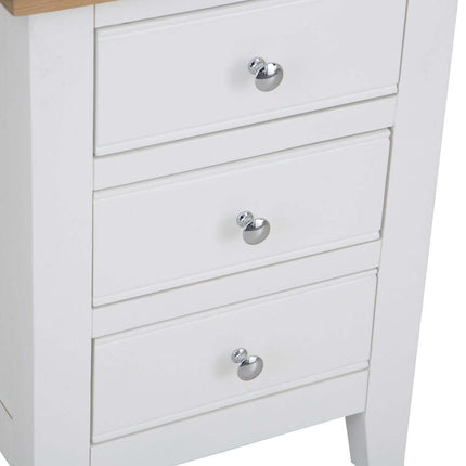 Elodie White Oak 3 Drawer Bedside Cabinet Table