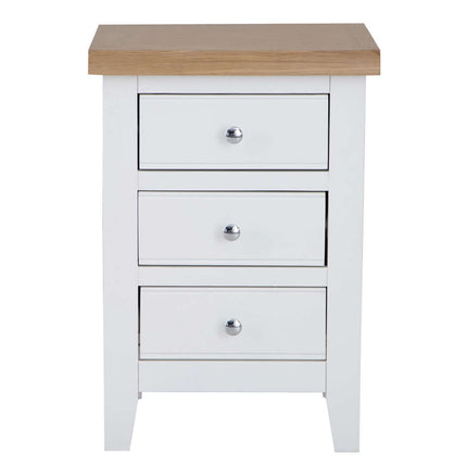 Elodie White Oak 3 Drawer Bedside Cabinet Table