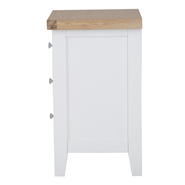 Elodie White Oak 3 Drawer Bedside Cabinet Table