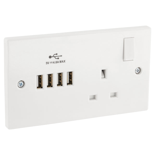 Daewoo Single Socket With 4 USB Ports-5024996833089-Bargainia.com