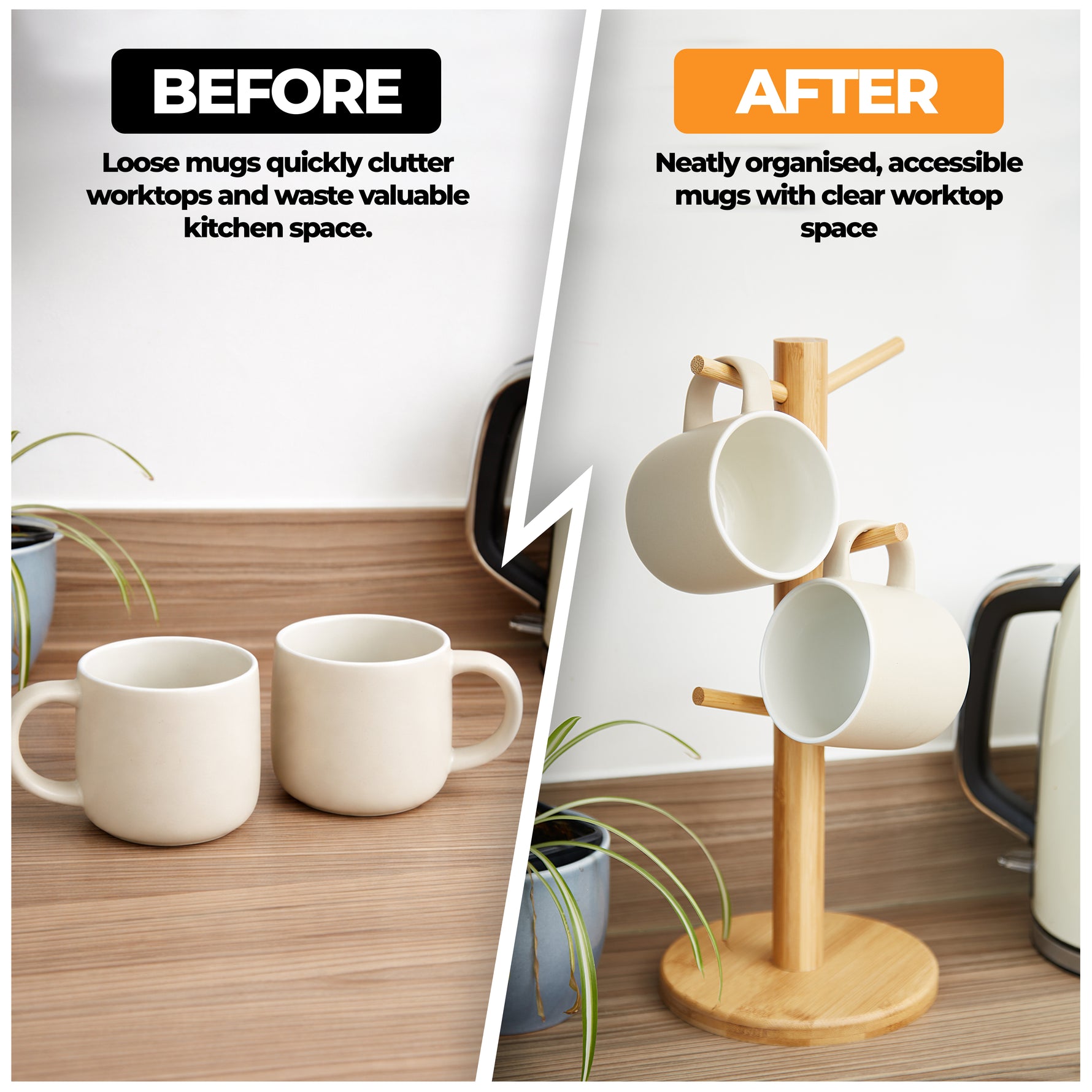 Porte-tasses en bambou pour 6 tasses 