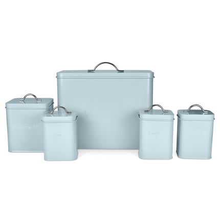 Set of 5 Kitchen Storage Canisters - Blue Luxe-503693-Bargainia.com