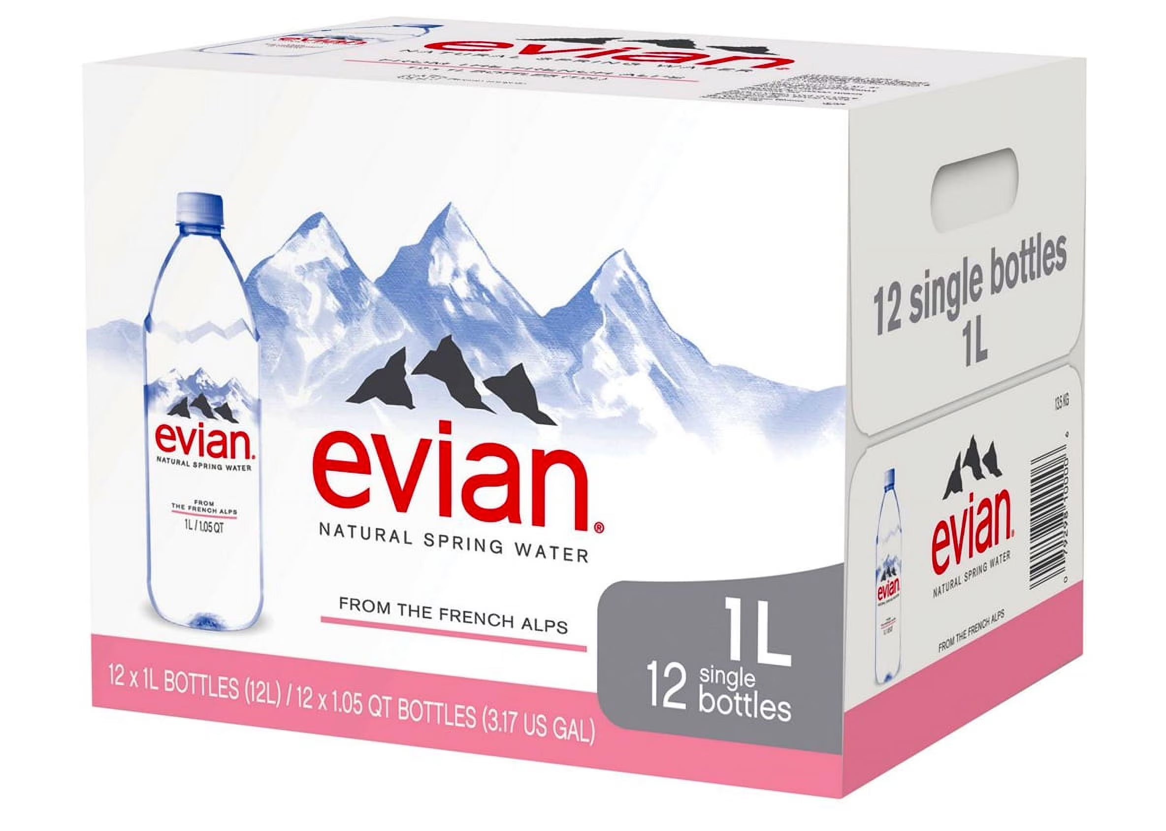 Evian Natural Mineral Water 12 x 1L Drinks Partner