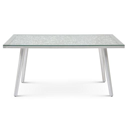 Silver Diamante Centre Coffee Table - Rectangle - 80 x 40 x 45cm-5010792478968-Bargainia.com