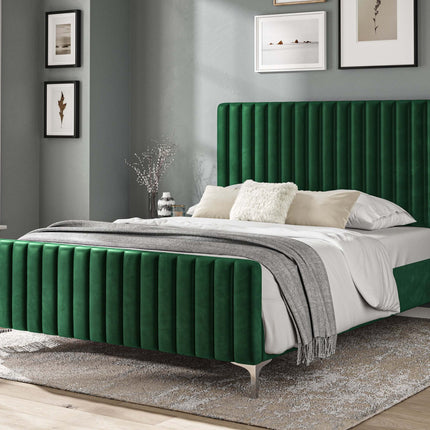 5FT King Size Velvet Bed - Jade Green