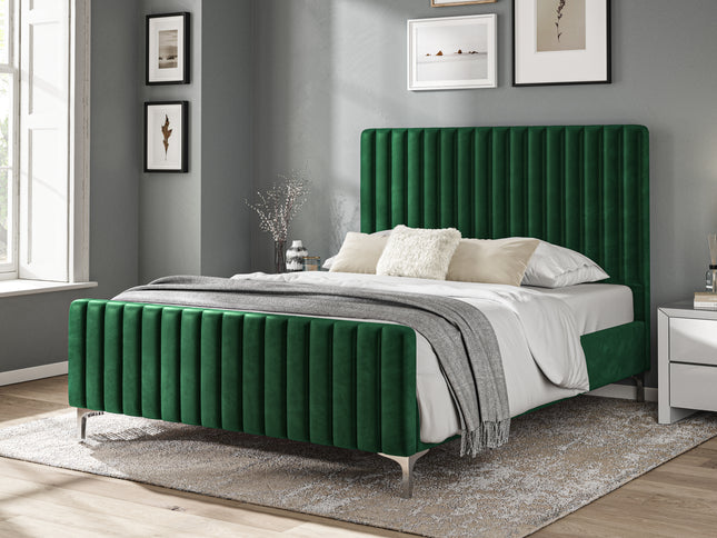 5FT King Size Velvet Bed - Jade Green