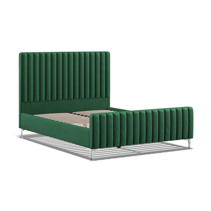 5FT King Size Velvet Bed - Jade Green