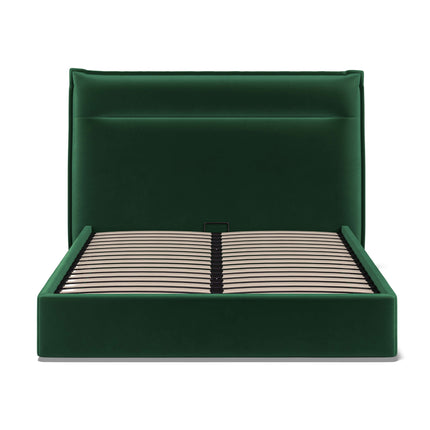 Velvet Ottoman 4'6FT Double Bed - Velvet Green