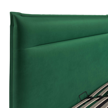 Velvet Ottoman 4'6FT Double Bed - Velvet Green