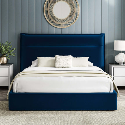 Velvet Ottoman 5FT King Size Bed - Royal Blue