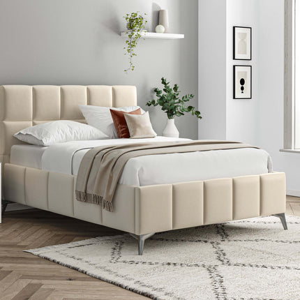 Linen Fabric Bed 4'6FT Double - Beige